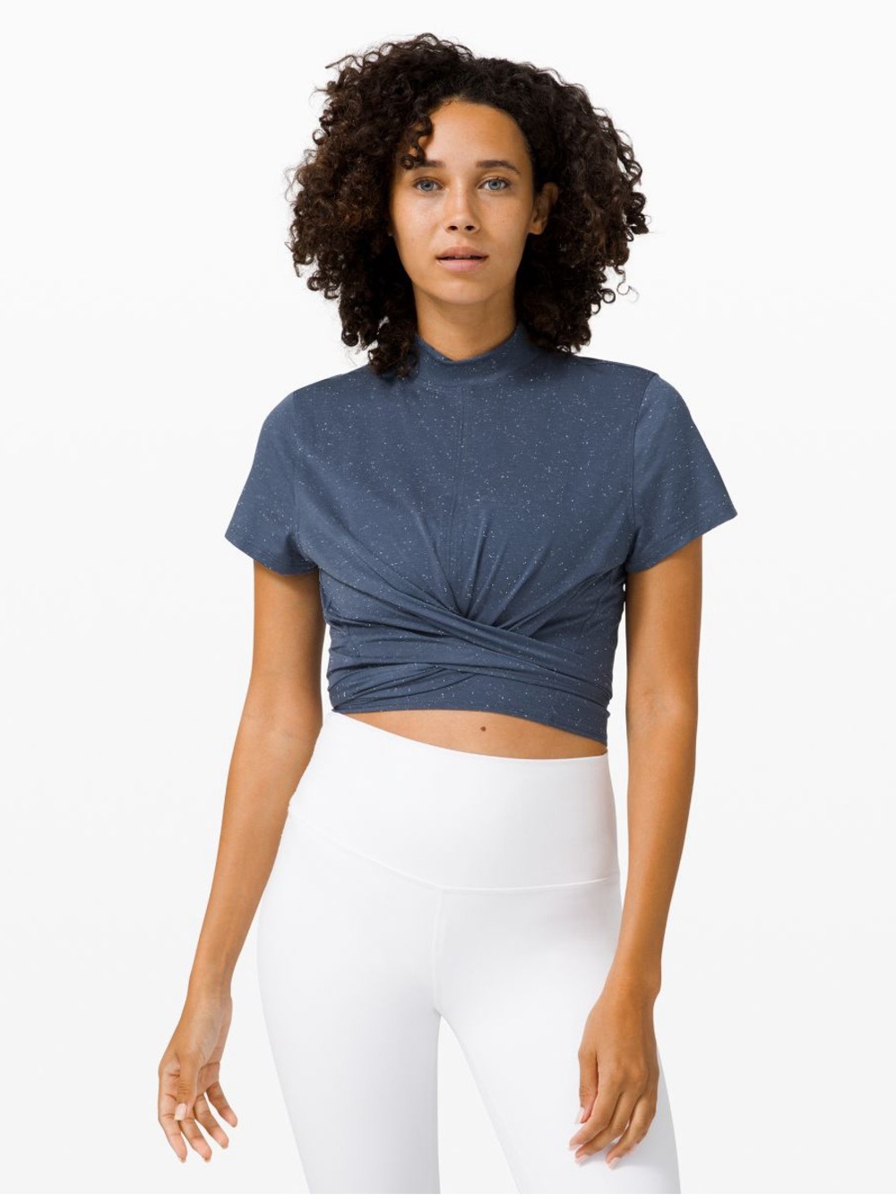 lululemon athletica Time to Restore Speckled Mock Neck Short Sleeve Shirt